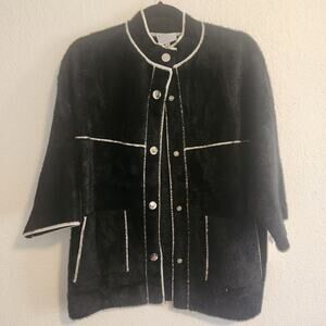 Cyrus Women's Size X-small Black/White Fuzzy 3/4 Sleeve‎ Dress Jacket NWT